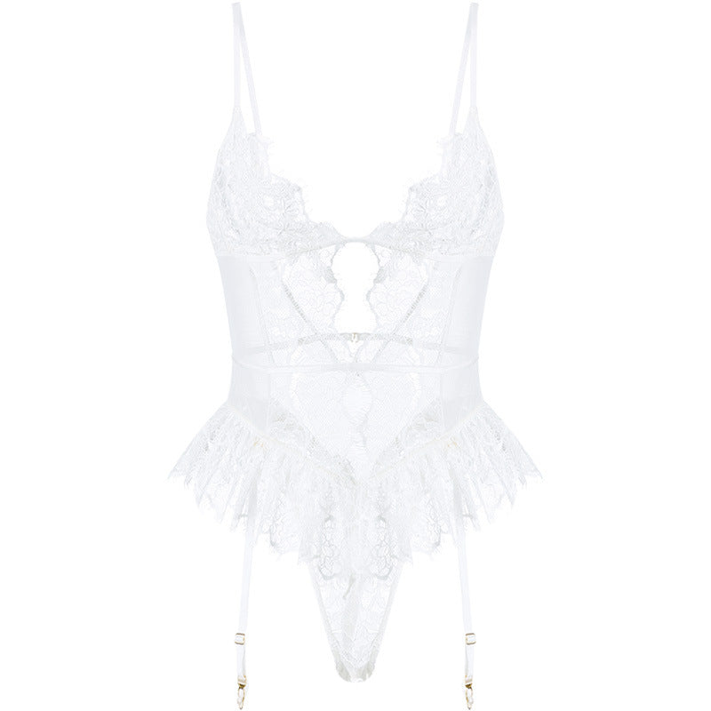 Water-soluble Embroidery One-piece Garter Belt Sexy Lingerie Women