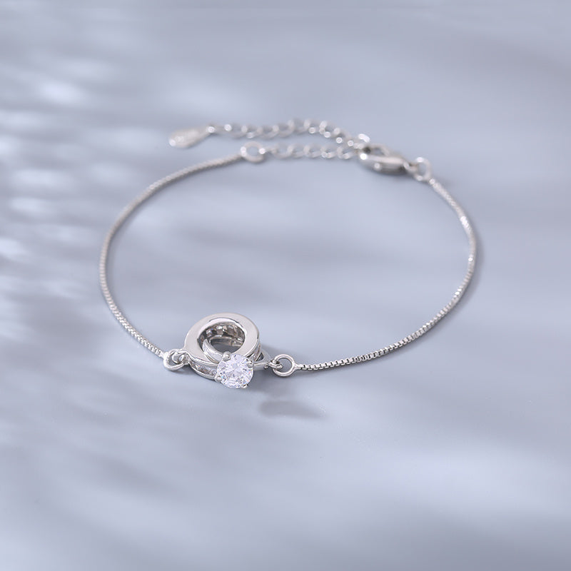 S925 Sterling Silver Interlocking Bracelet Women