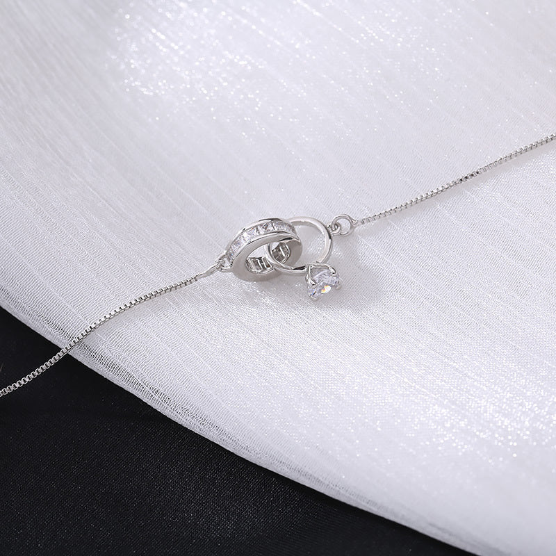 S925 Sterling Silver Interlocking Bracelet Women