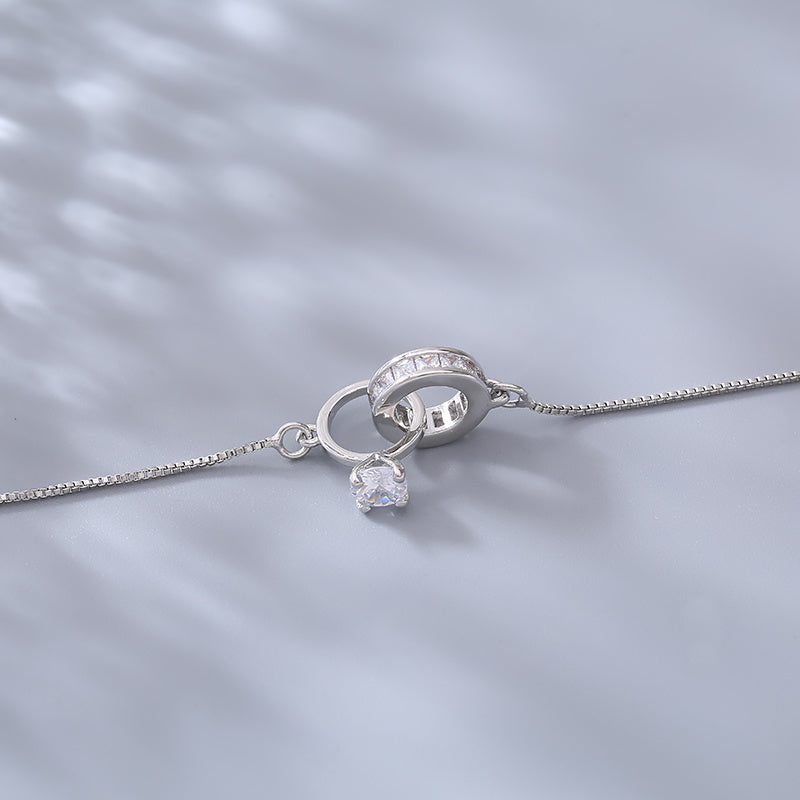 S925 Sterling Silver Interlocking Bracelet Women