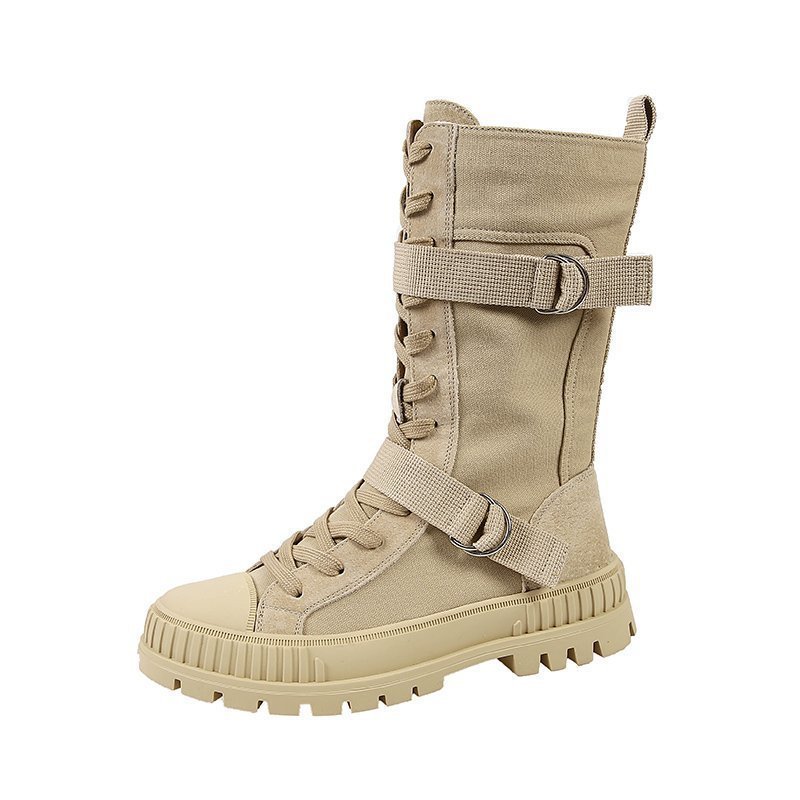 British Style Martin Boots Women's Thin Section Spring And Autumn New High-Top Shoes Thick-Soled Thin Locomotive Boots