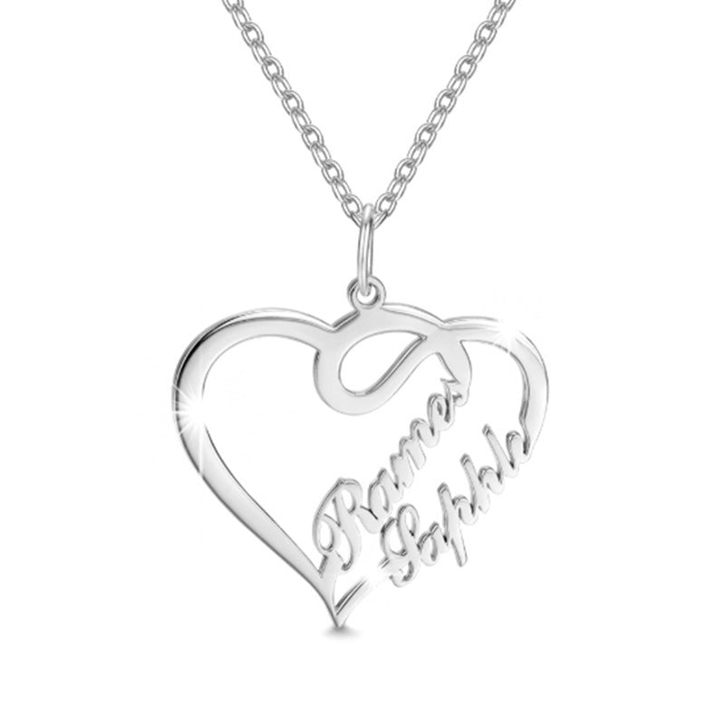 Double Heart Necklace Personalized Necklaces Pendant