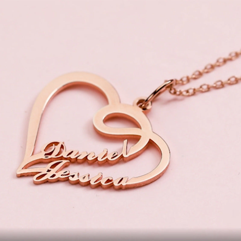 Double Heart Necklace Personalized Necklaces Pendant