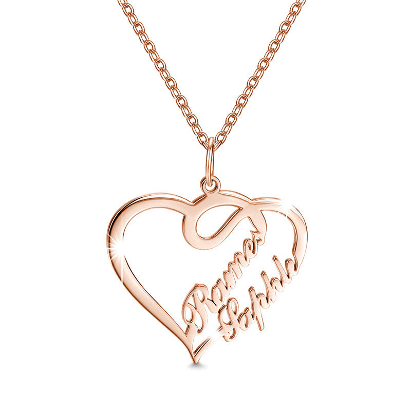 Double Heart Necklace Personalized Necklaces Pendant