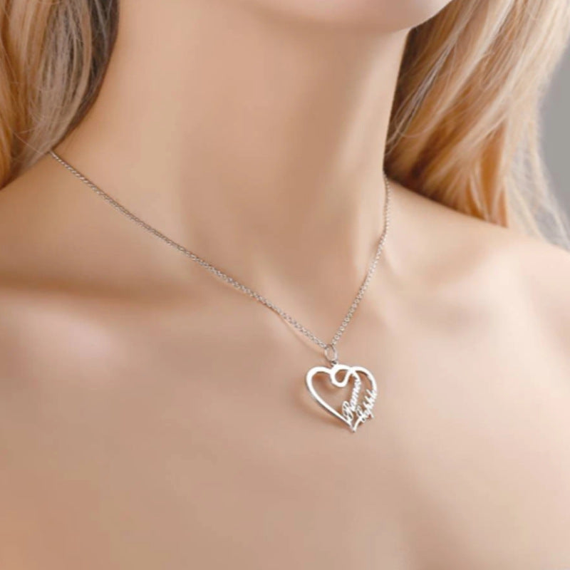 Double Heart Necklace Personalized Necklaces Pendant