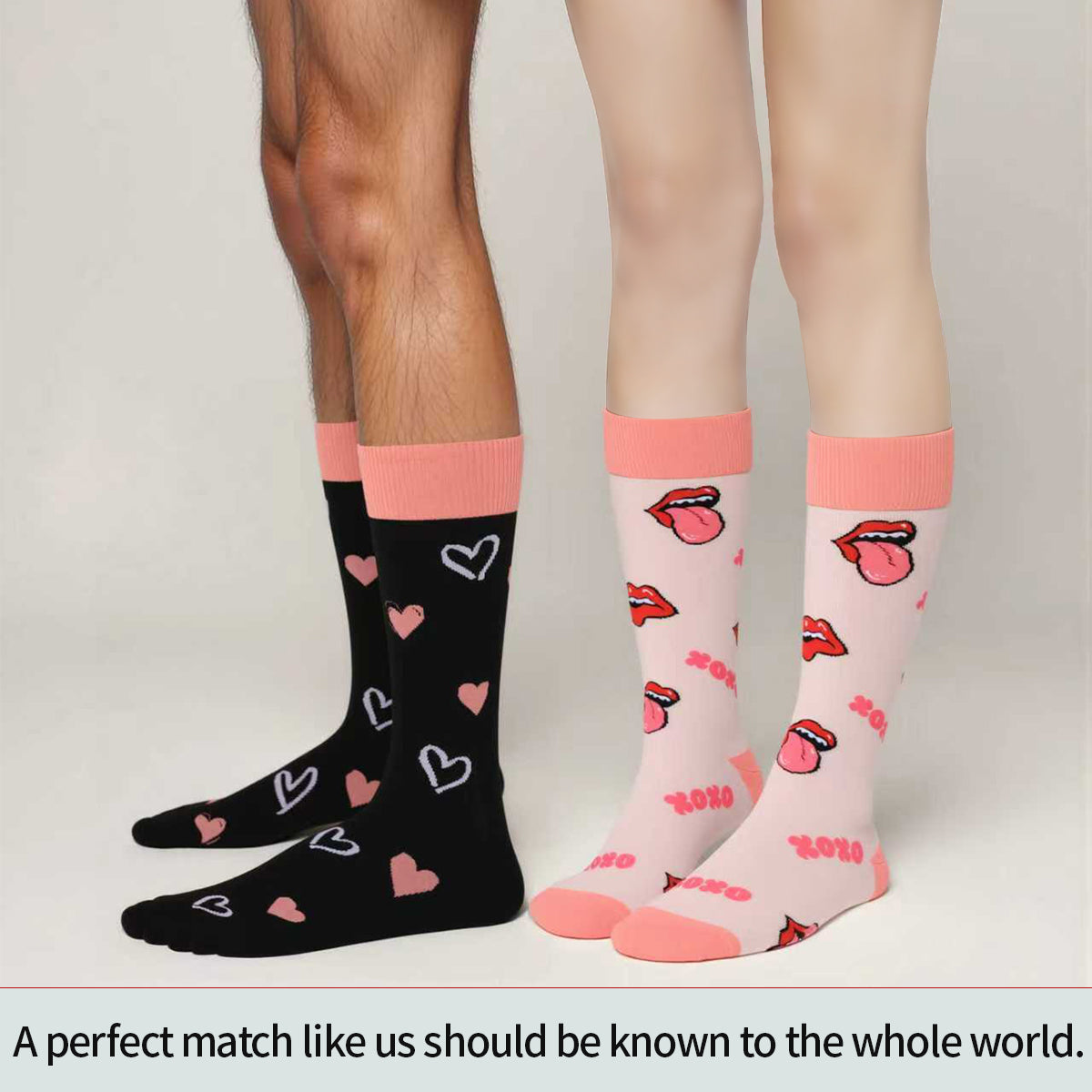 Trending Valentine's Day Gift Item 2 Pairs Of Mid-Calf Cotton Socks For Couples Unisex Soft And Cozy Design