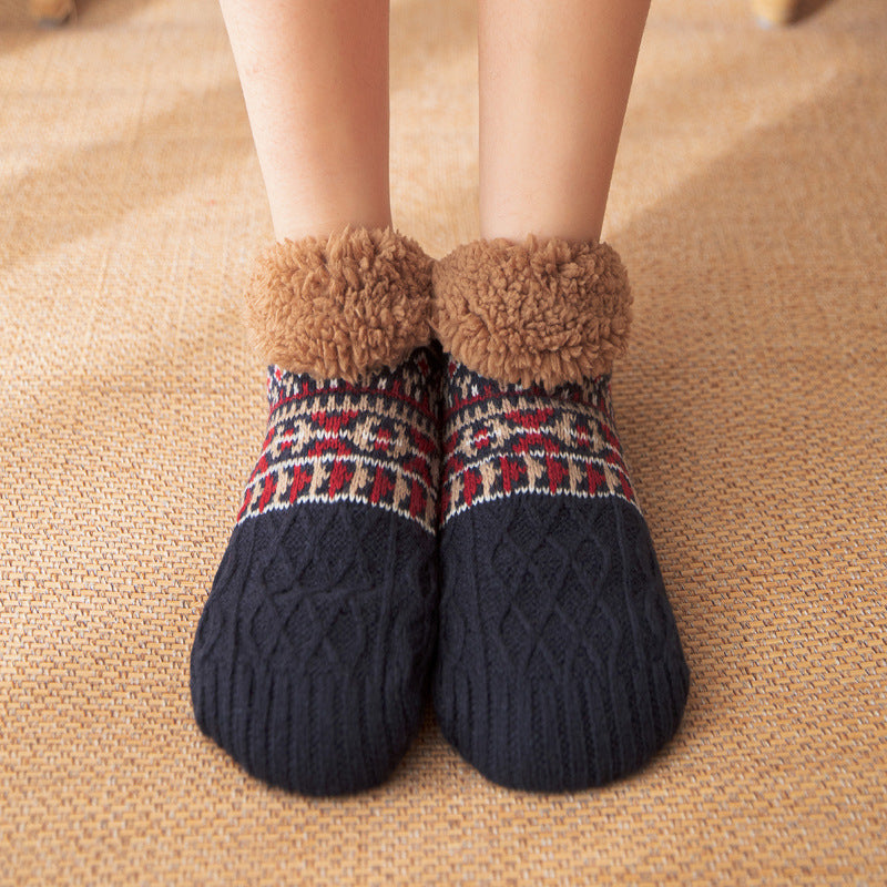 Cozy Fleece Bootie Slipper Socks Non-Slip Indoor Wear For Women And Men
