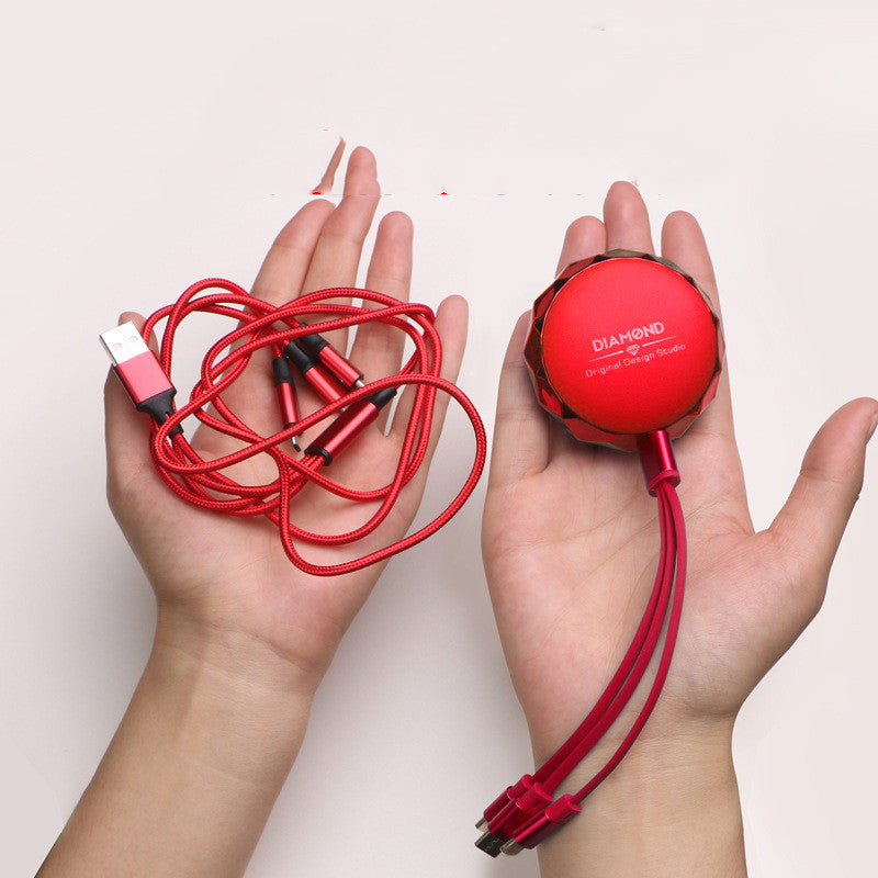 One For Three Data Cables Fast Charging Three In One Retractable Cable