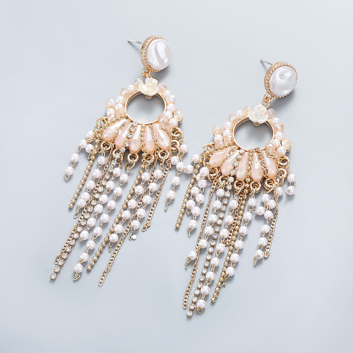 Pearl Tassel Earrings Fashion Women Cross-border Earrings