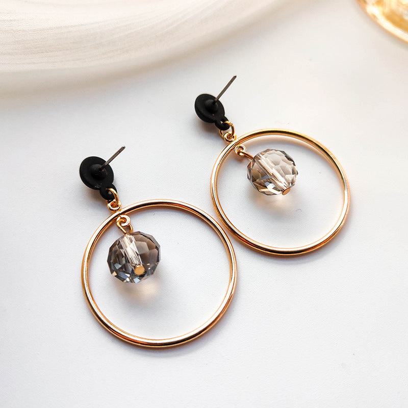 Geometric Circle Crystal Pendant Earrings Personality Earrings Women