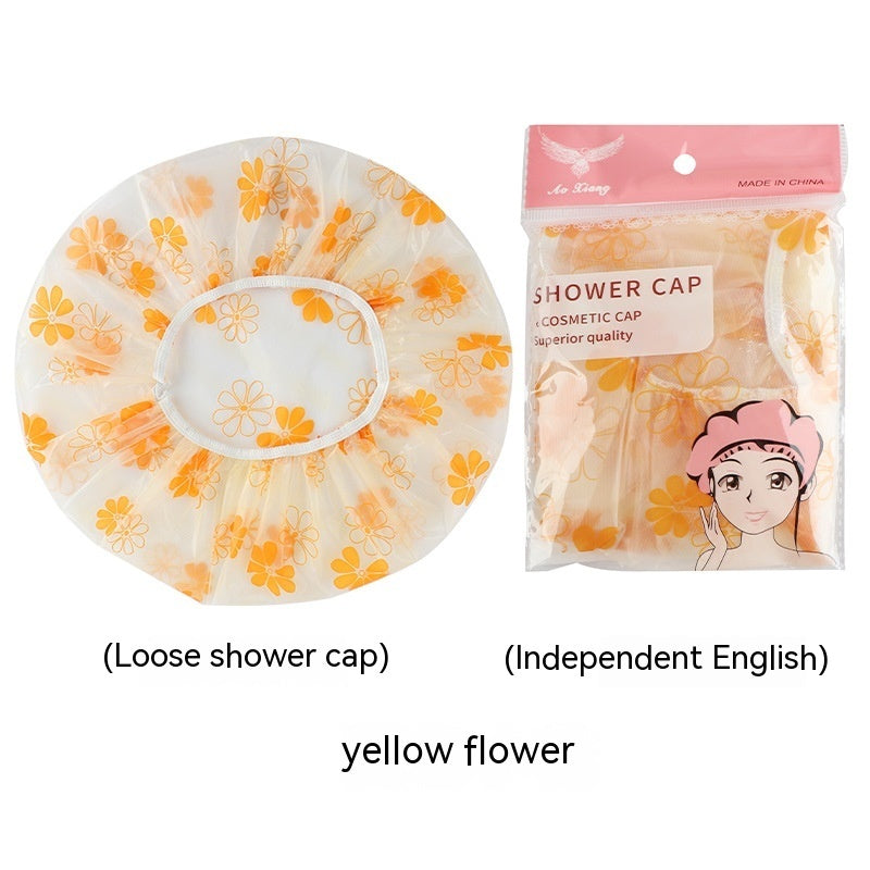 Household Cute Long Hair Waterproof Bath Shower Cap