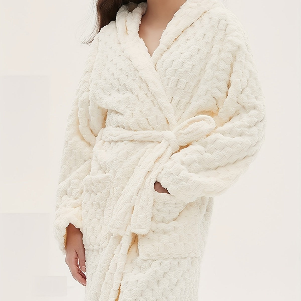 Autumn And Winter Fleece-lined Warm Women Bathrobe