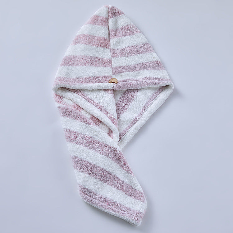 Fiber absorbent and quick-drying striped shower cap
