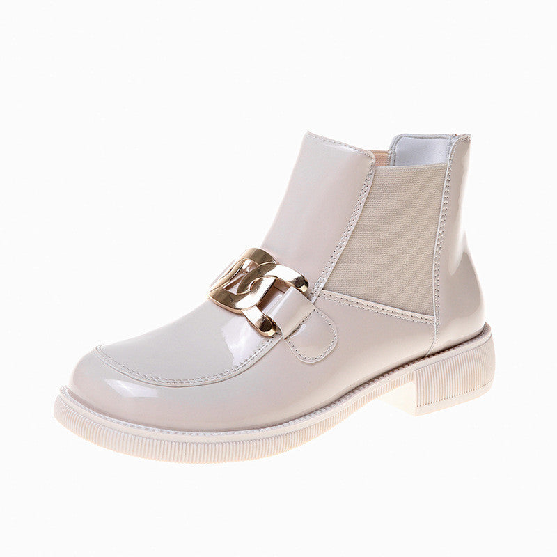 Fashion Metal Chunky Heel Fashion Ankle Boots