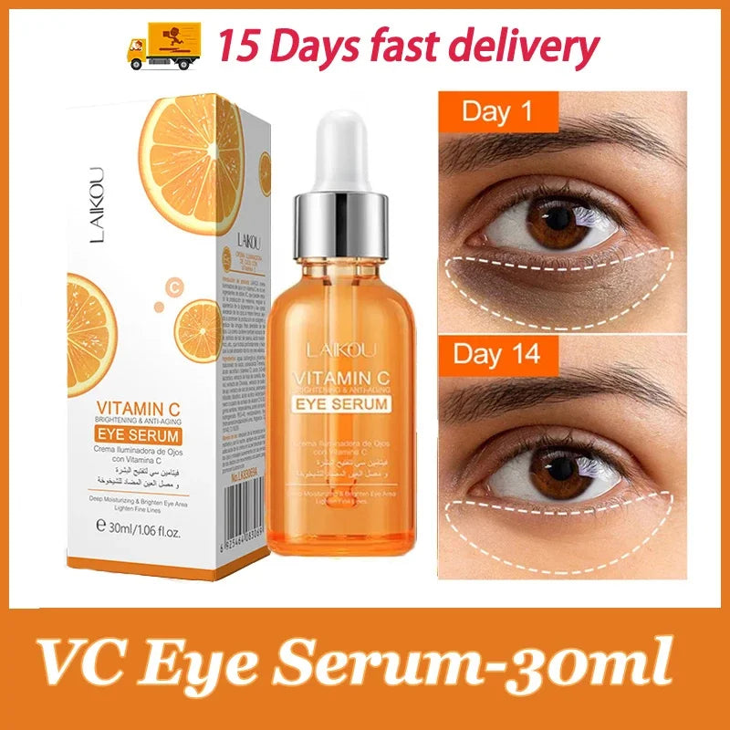Vitamin C Remove Dark Circles Eye Serum Anti-Wrinkle Fade Fine Line Anti Eye Bag Puffiness Essence Anti-Aging Lift Firm Eye Care Survival Dog