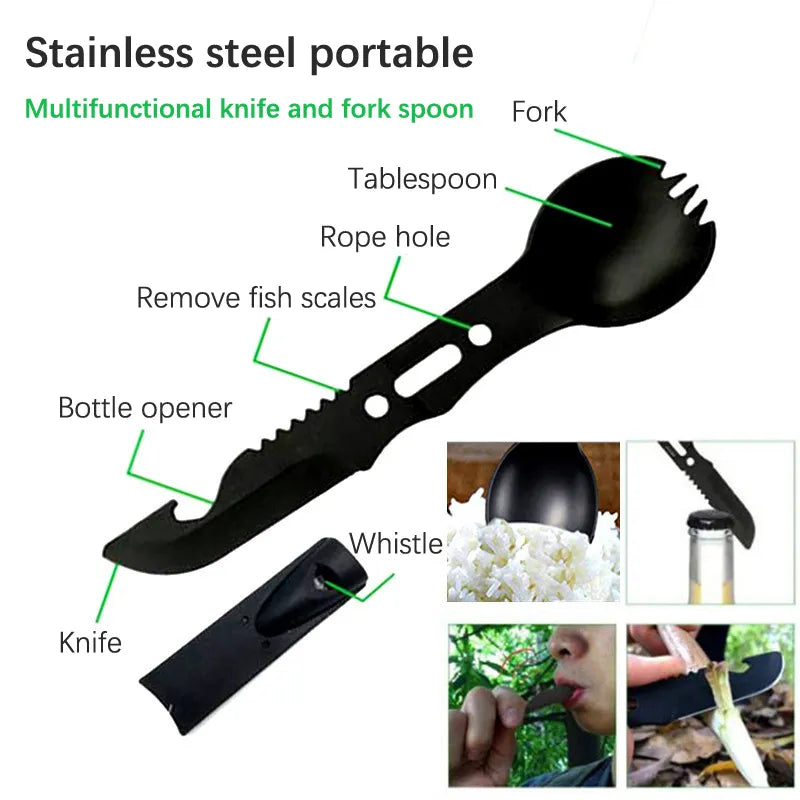 Portable Stainless Steel Multi-function Picnic Cutlery Survival Dog