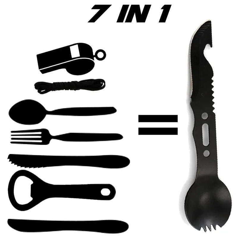 Portable Stainless Steel Multi-function Picnic Cutlery Survival Dog