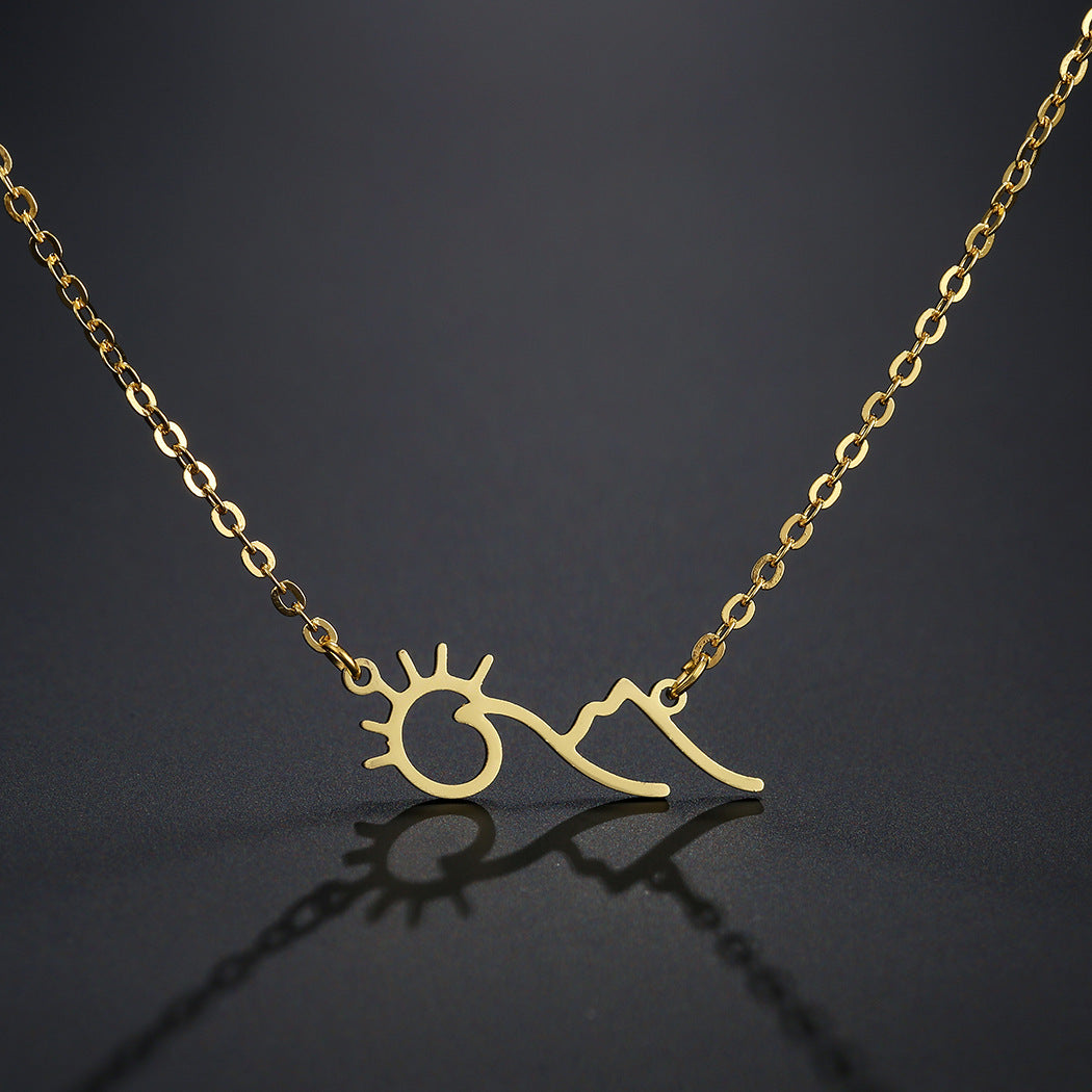 Sunrise Mountain Pendant Necklace For Women