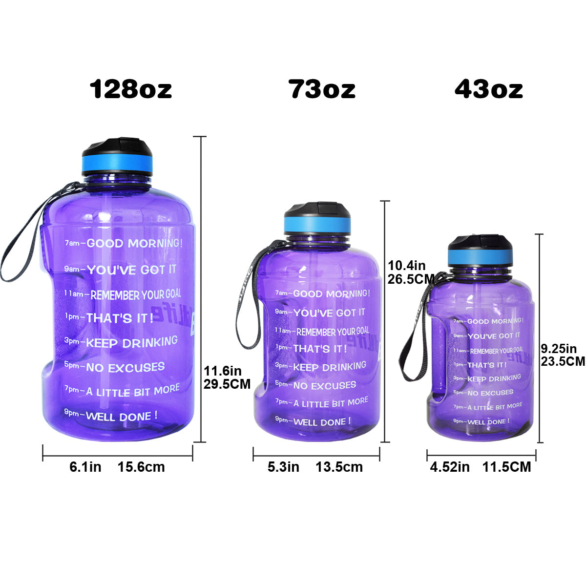 QuiFit 3.78L 2.2L 1.3L 128oz Gallon Water Bottle With Straw Survival Dog