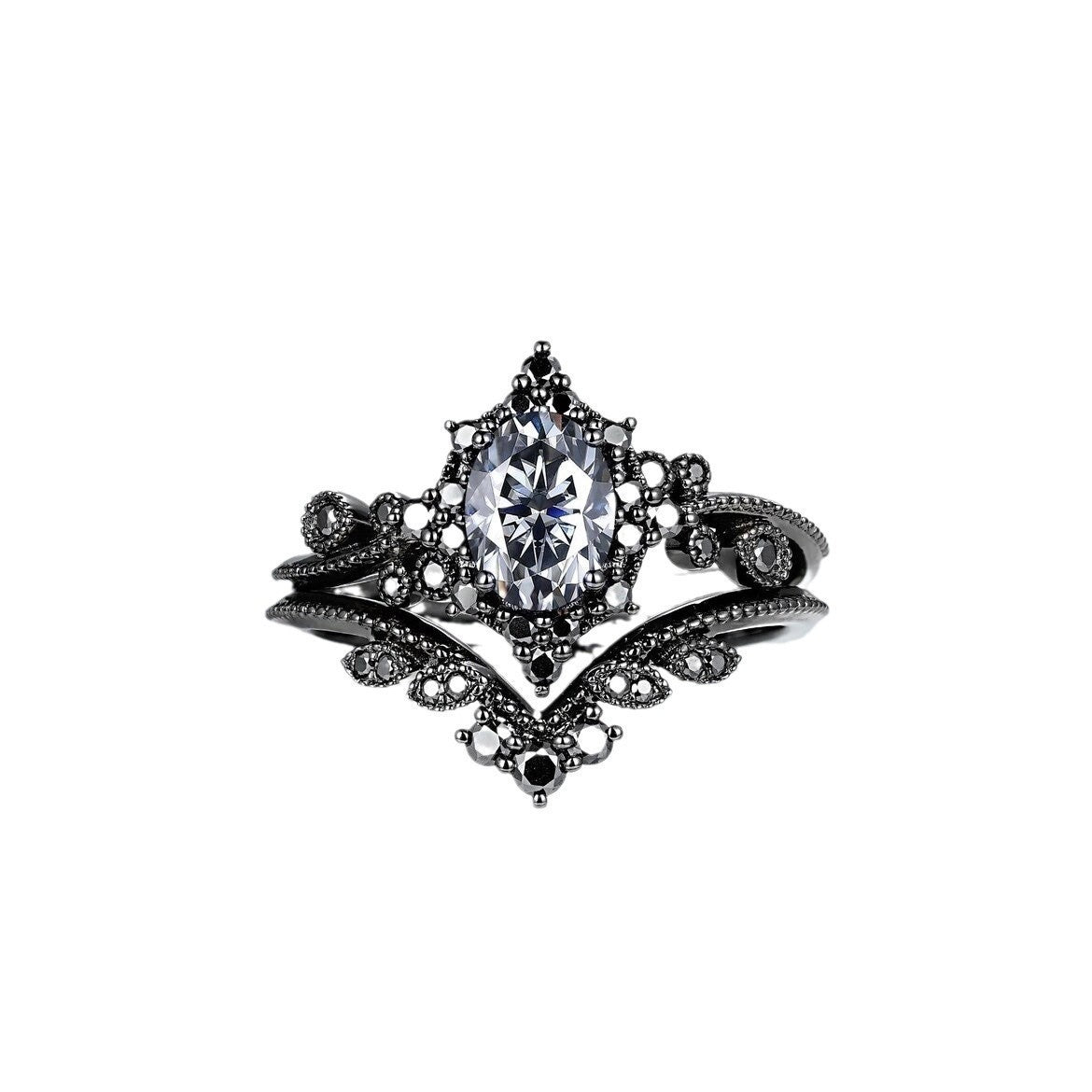 European And American Style Women Wedding Couple Couple Rings Fashion Zircon Ring Set