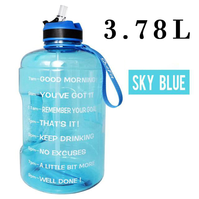 QuiFit 3.78L 2.2L 1.3L 128oz Gallon Water Bottle With Straw Survival Dog
