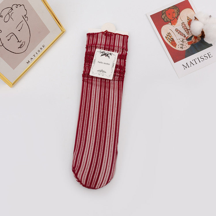 Japanese Mesh Bunching Socks Women