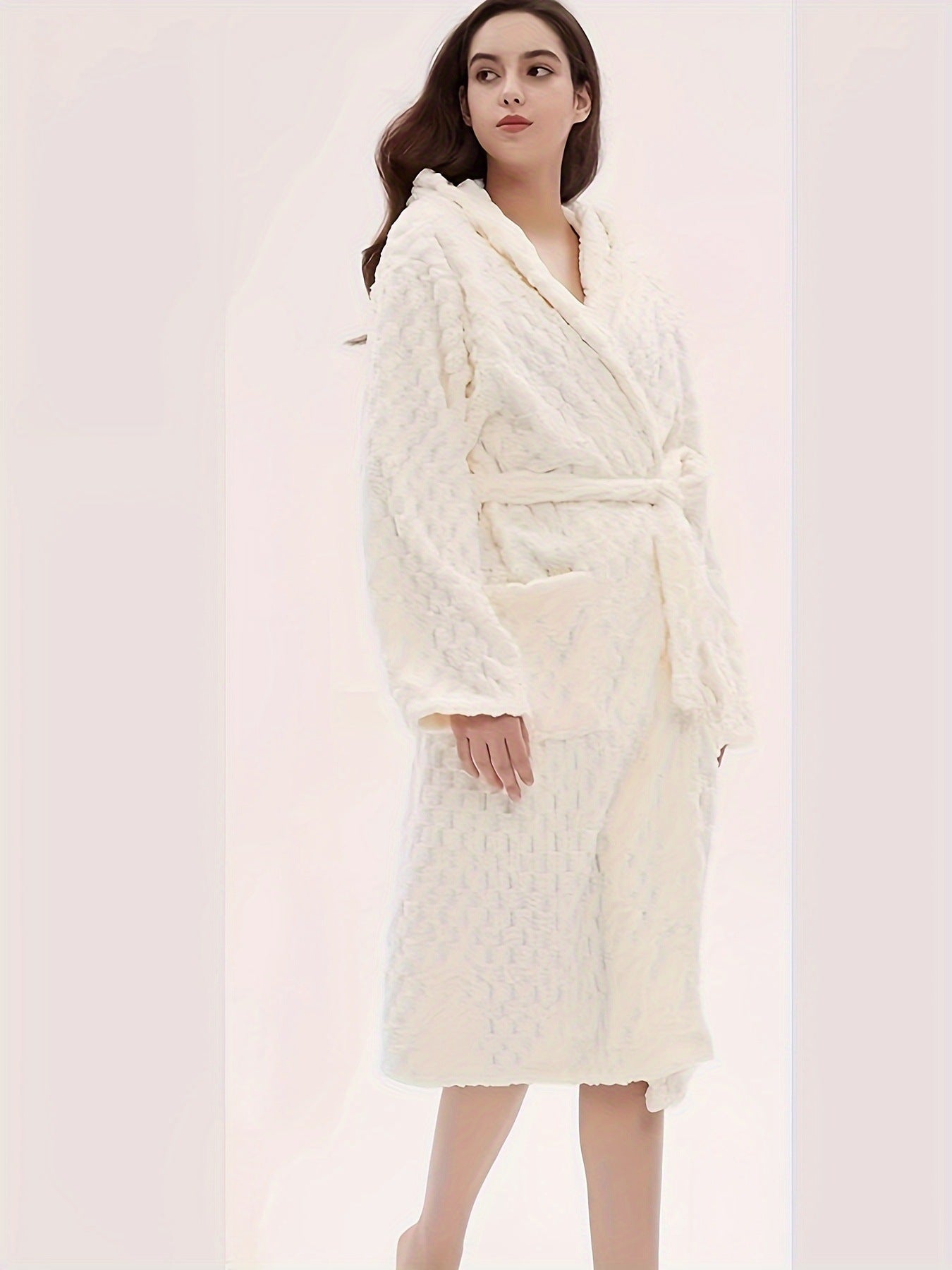 Autumn And Winter Fleece-lined Warm Women Bathrobe