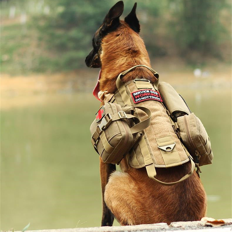 Ihrtrade Tactical Dog Harness Molle System Vest Adjustable Military Survival Dog