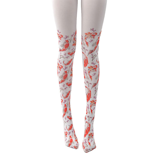 Catgirl Fake Thigh-high Stockings Pantyhose White Base Stockings Runway Fashion Stockings