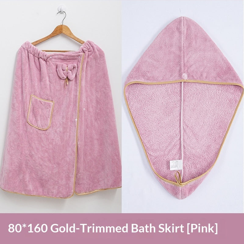 Plus-size Strapless Bathrobe Women Coral Fleece Absorbent