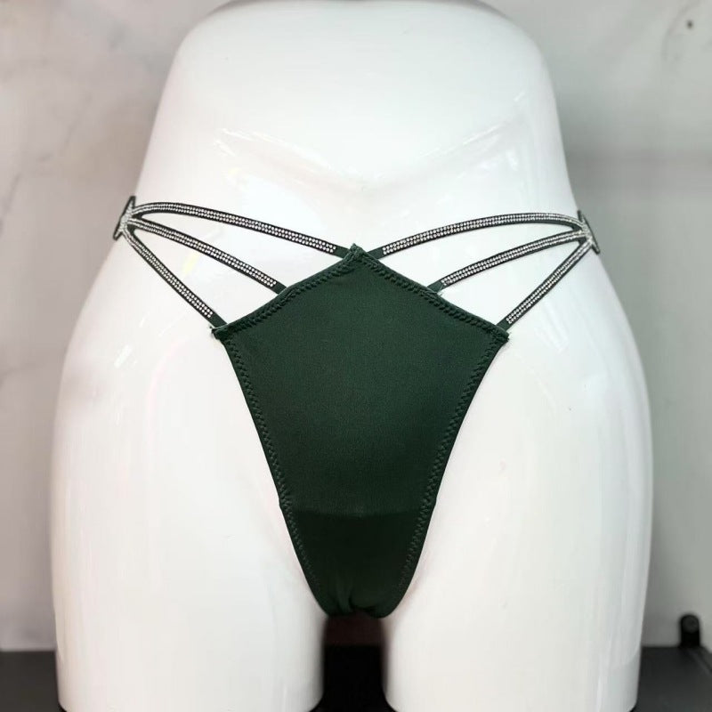 Comfortable Ice-silk Thong Panties With A Cotton Crotch For Women