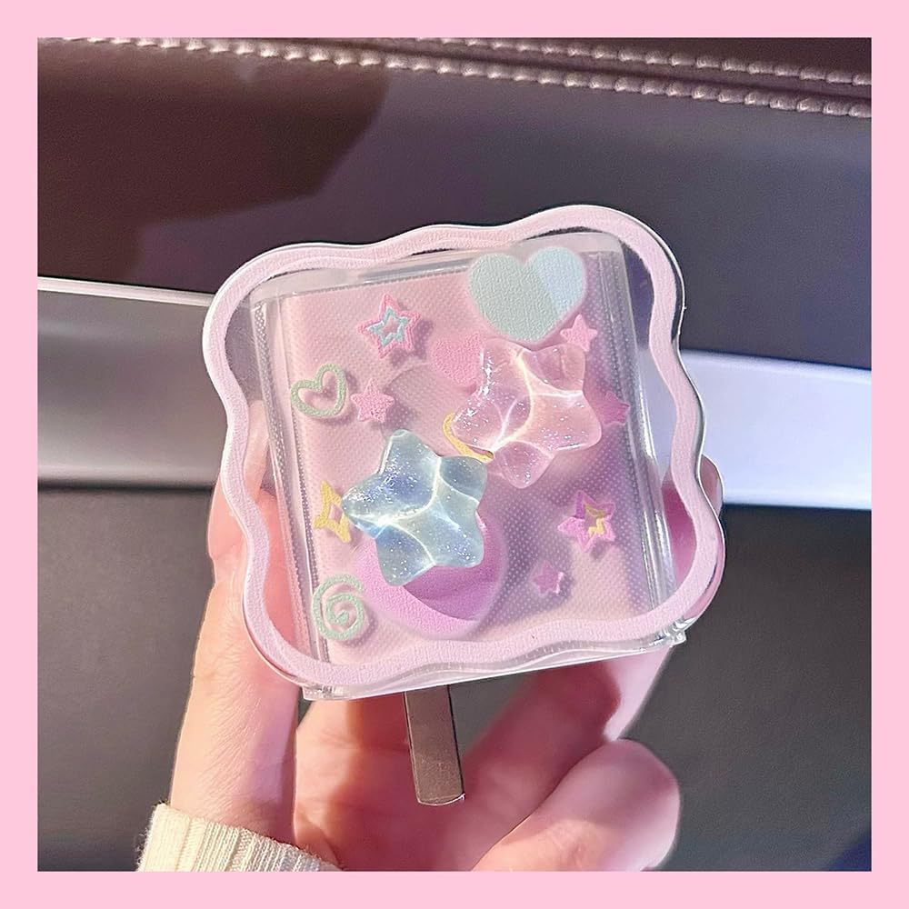 3D Patch Star And Wave Design Protective Case For 20W Chargers Charging Heads And Data Cables