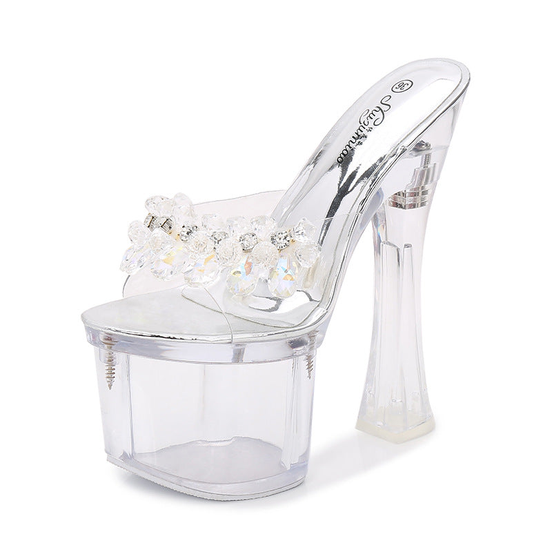 Women's Summer Waterproof Platform Non-slip Thick-soled Sexy All-match Super High Heel Sandals