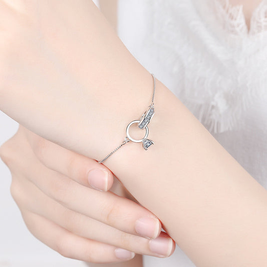 S925 Sterling Silver Interlocking Bracelet Women