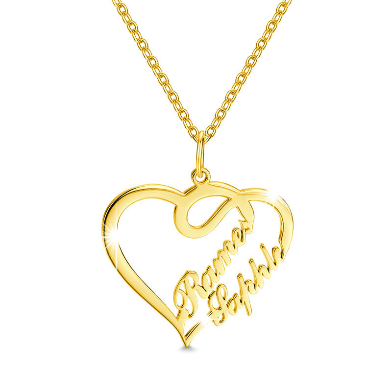 Double Heart Necklace Personalized Necklaces Pendant