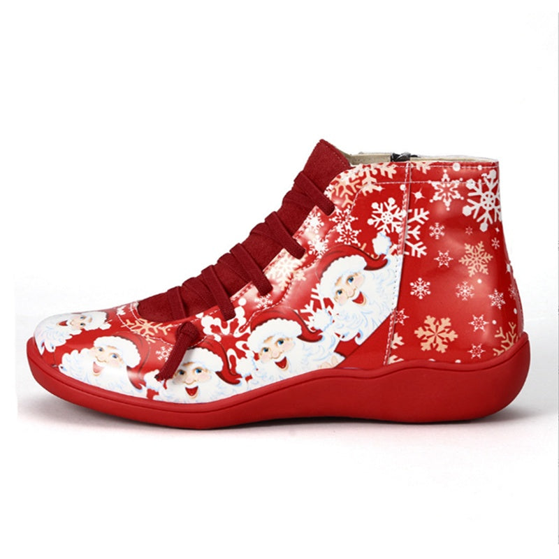 Women's Fashion Casual Christmas Flat Ankle Boots