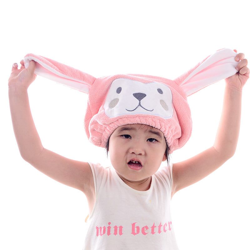 Coral Velvet Soft Absorbent Children's Household Cartoon Animal Wipe Head Towel Shower Cap
