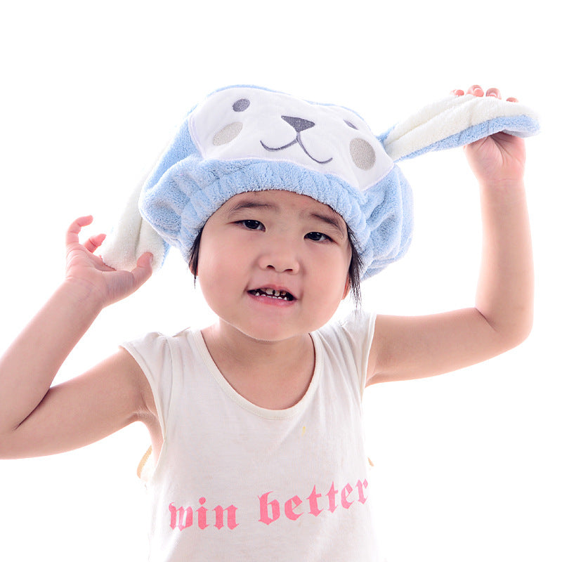 Coral Velvet Soft Absorbent Children's Household Cartoon Animal Wipe Head Towel Shower Cap