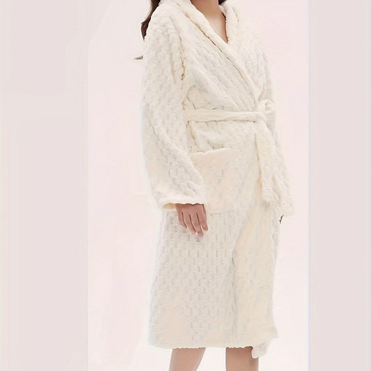 Autumn And Winter Fleece-lined Warm Women Bathrobe