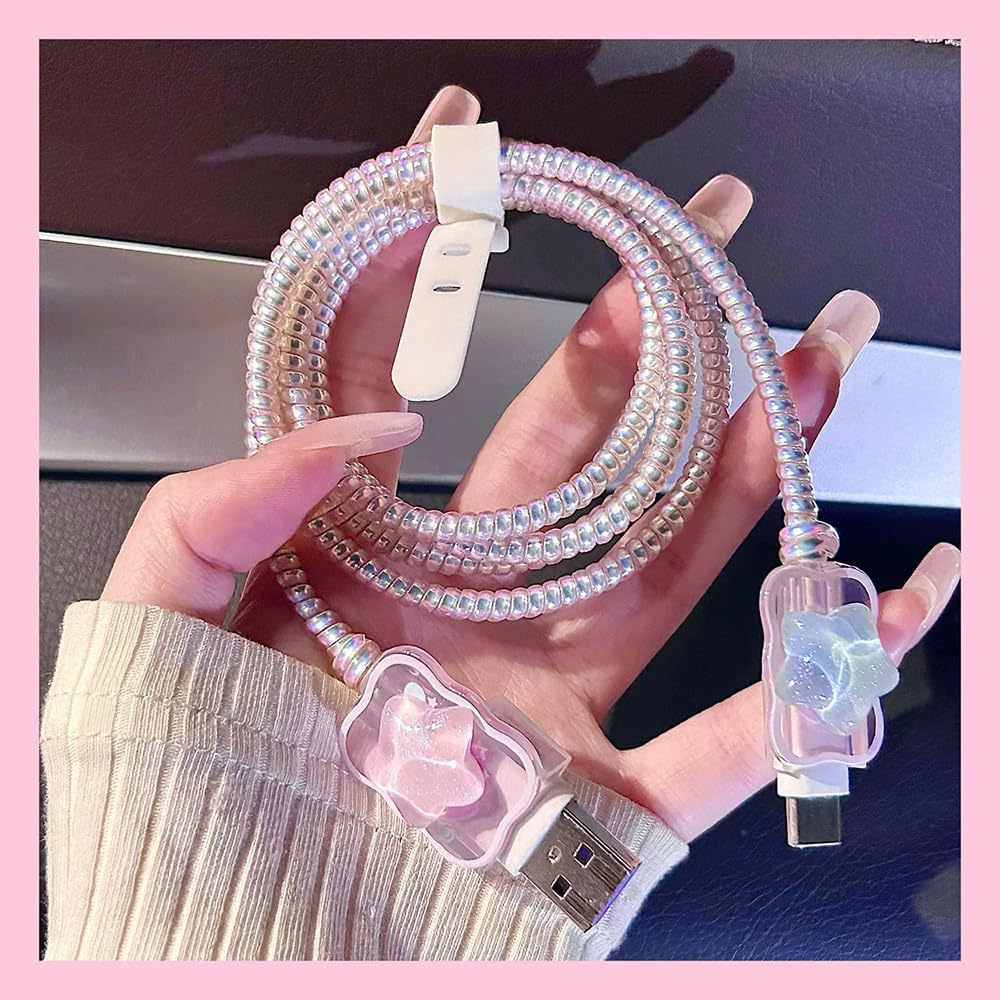 3D Patch Star And Wave Design Protective Case For 20W Chargers Charging Heads And Data Cables