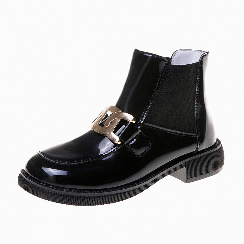 Fashion Metal Chunky Heel Fashion Ankle Boots