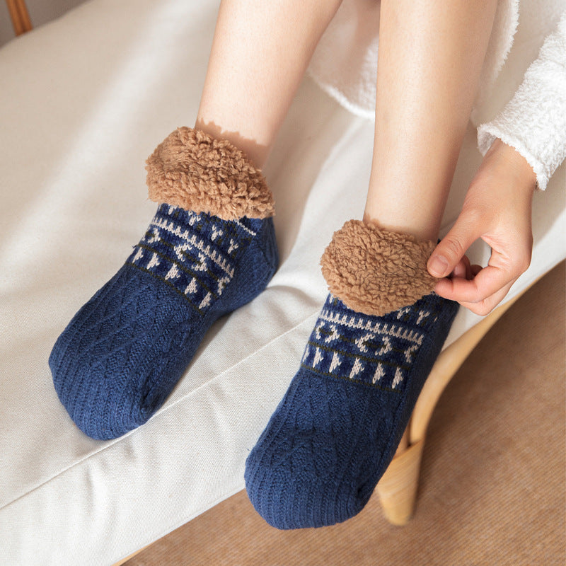 Cozy Fleece Bootie Slipper Socks  Non-Slip Indoor Wear For Women And Men