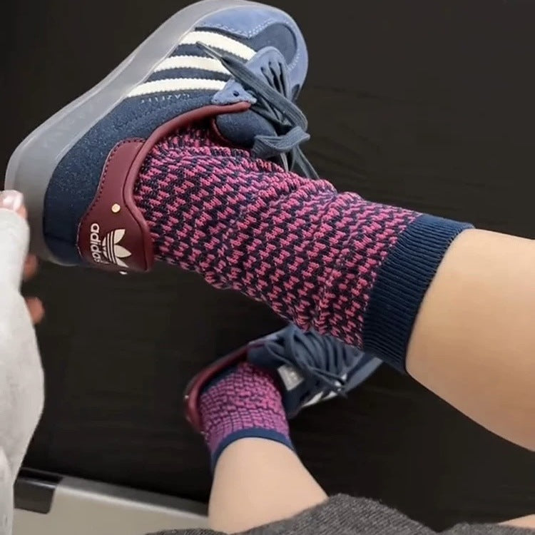 Retro Houndstooth Cotton Socks For Women