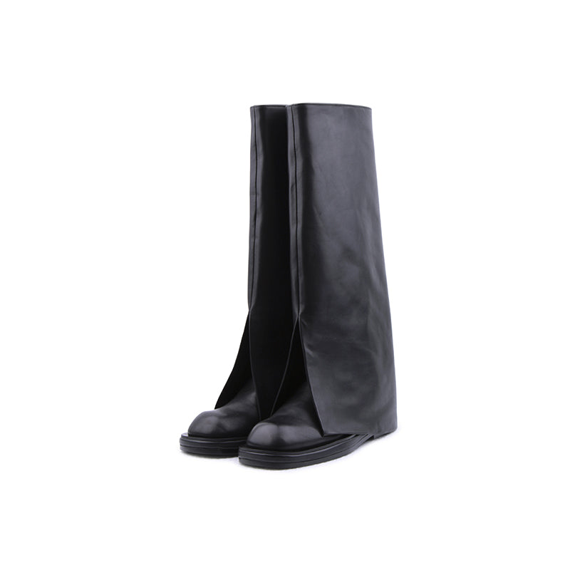 Round-toed Trousers Boots Fried Street But Knee