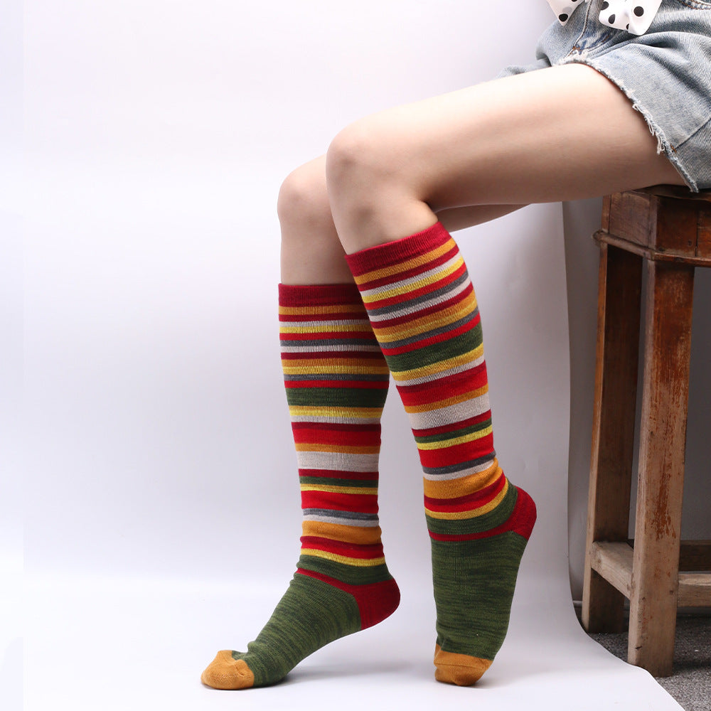 Popular New Halloween Colorful Striped Stockings For Women