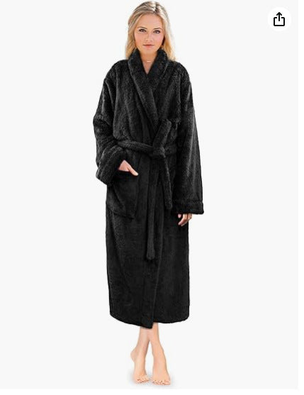 Fluffy Lambswool Bathrobe For Women