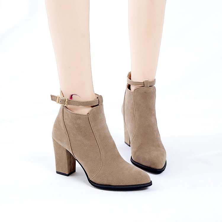 new women's boots with pointed thick boots female high-heeled boots Martin sub belt buckle zipper after boot