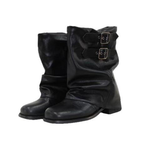 Womens Niche-design Bow-tie Soft-soled Wide-calf Figure-flattering Ankle Boots