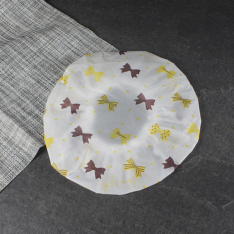 Hotel Plastic Peva Waterproof Bow Printing Female Shower Cap