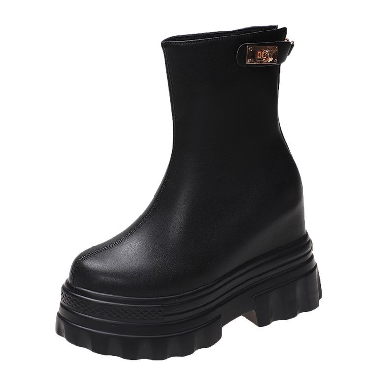 Internally Increased 4CM Short Boots Wedge Heel Flat Bottom Shows High